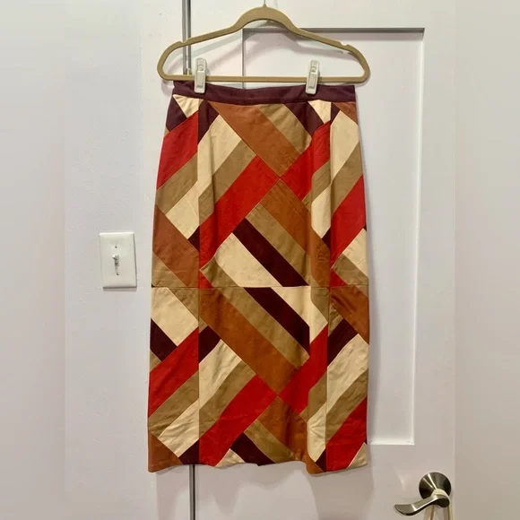 Magalia Skirt - Patchwork Red Brown, Size 8/FR40 NWT - Picture 3 of 11